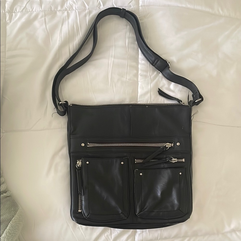 Black Leather Women Shoulder Bag